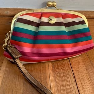Multi-Color Coach Clutch with Wrist Strap